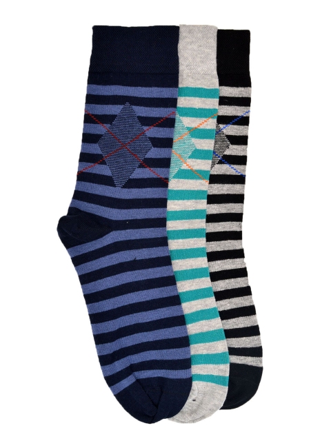 

MARC Men Set of 3 Striped Socks, Black