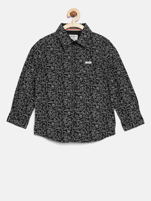 

Pepe Jeans Boys Black & White Printed Casual Shirt