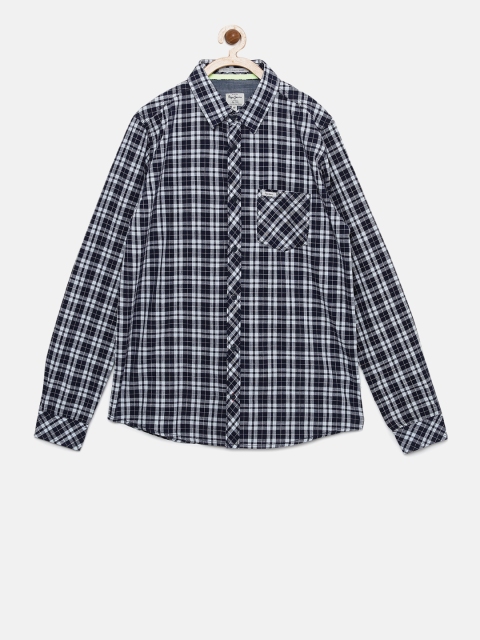 

Pepe Jeans Boys Navy Blue & White Checked Casual Shirt