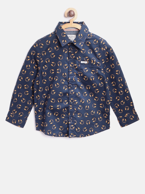 

Pepe Jeans Boys Navy Blue & Orange Regular Fit Printed Casual Shirt