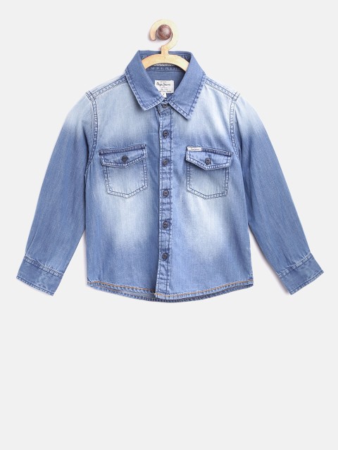 

Pepe Jeans Boys Blue Regular Fit Faded Chambray Shirt