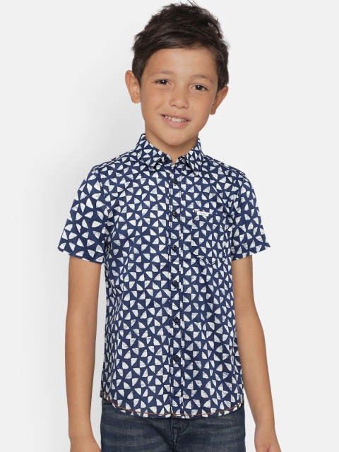 

Pepe Jeans Boys Blue & White Printed Casual Shirt