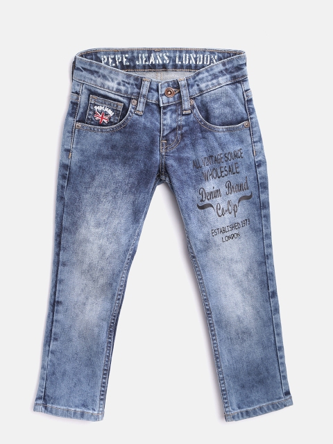 

Pepe Jeans Boys Blue Slim Fit Low-Rise Printed Stretchable Jeans