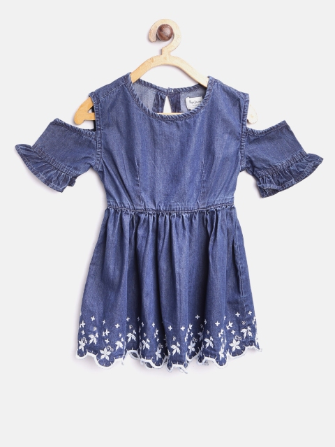 

Pepe Jeans Girls Blue Chambray Fit & Flare Dress