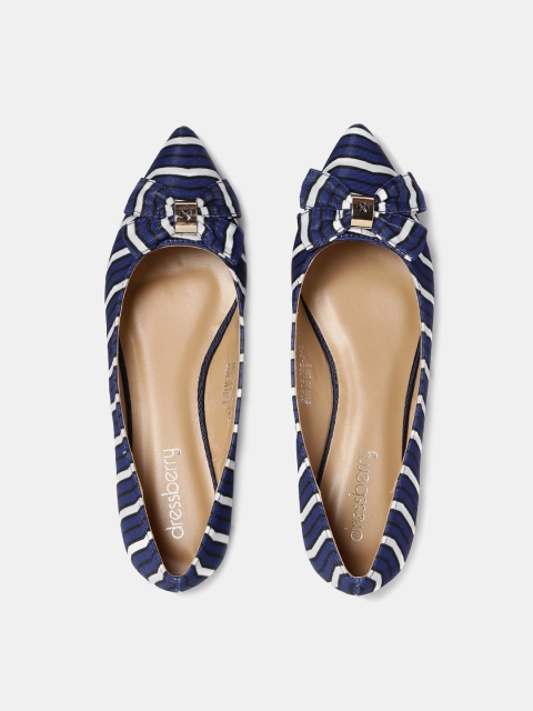 

DressBerry Women Blue & White Striped Synthetic Ballerinas