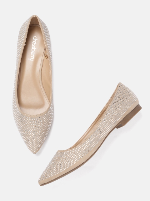 

DressBerry Women Beige Embellished Ballerinas