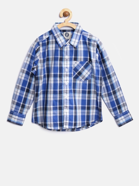 

YK Boys Blue & White Checked Casual Shirt