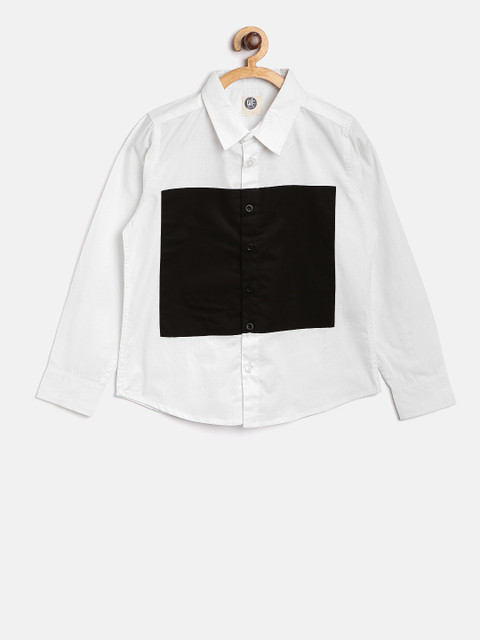 

YK Boys White & Black Colourblocked Casual Shirt