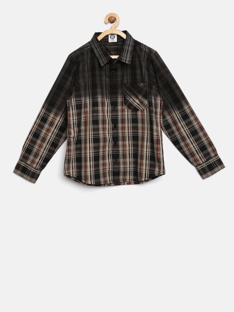 

YK Boys Brown Regular Fit Checked Casual Shirt
