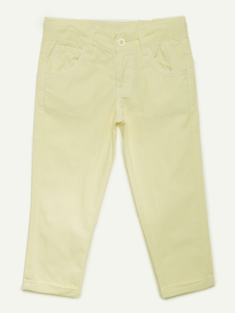 

YK Boys Cream-Coloured Regular Fit Solid Chinos