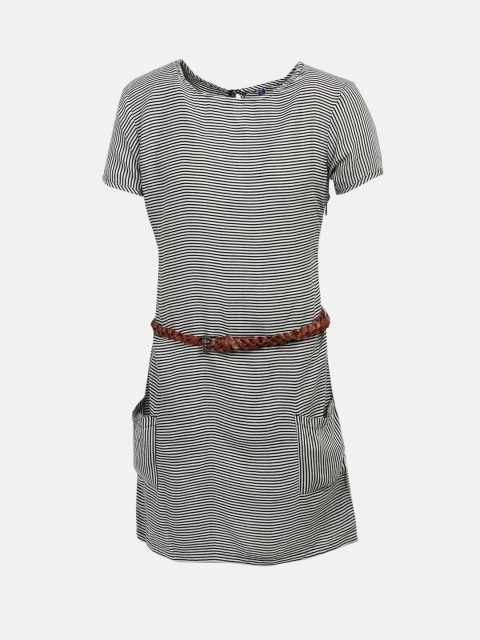 

YK Girls Off-White & Black Striped A-Line Dress