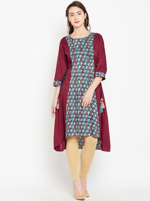 

Shree Women Maroon & Blue Printed A-Line Kurta