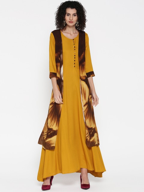 

Shree Women Mustard Yellow Solid Maxi Dress