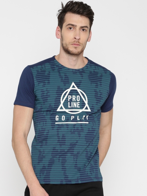 

Proline Active Men Teal Blue Printed Round Neck T-shirt