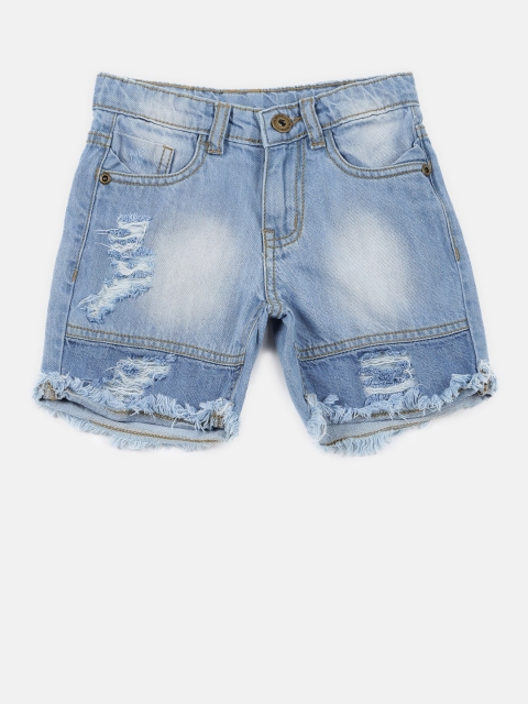 

YK Boys Blue Washed Regular Fit Denim Shorts