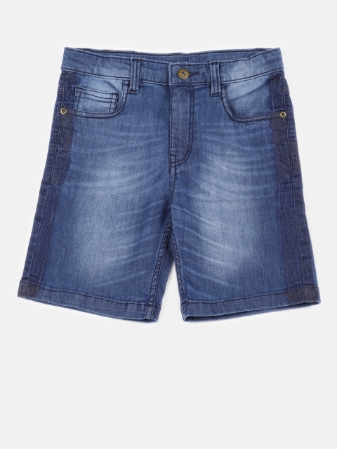 

YK Boys Blue Solid Regular Fit Denim Shorts