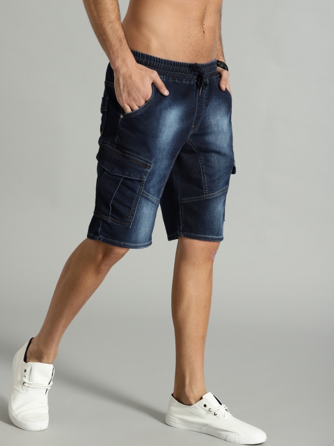 

Roadster Time Travlr Men Blue Washed Regular Fit Denim Shorts