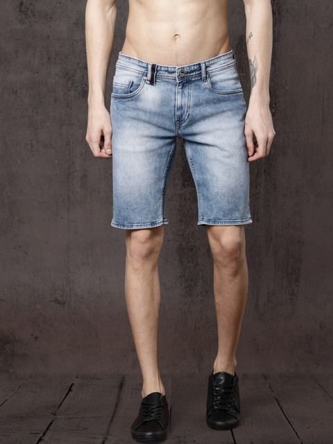 

Roadster Time Travlr Men Blue Solid Regular Fit Denim Shorts