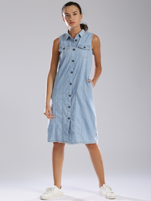 

Levis Women Blue Solid Shirt Dress