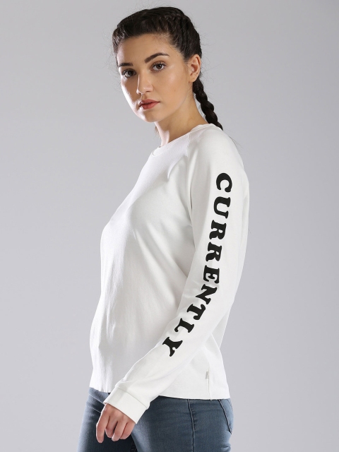 

Levis Women White Solid Round Neck T-shirt