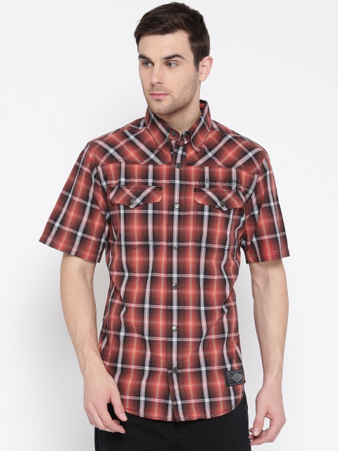

Harley-Davidson Men Coral Red & Black Checked Casual Shirt