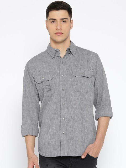

Harley-Davidson Men Grey Regular Fit Solid Casual Shirt