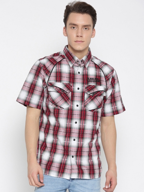 

Harley-Davidson Men Red & Off-White Regular Fit Checked Casual Shirt