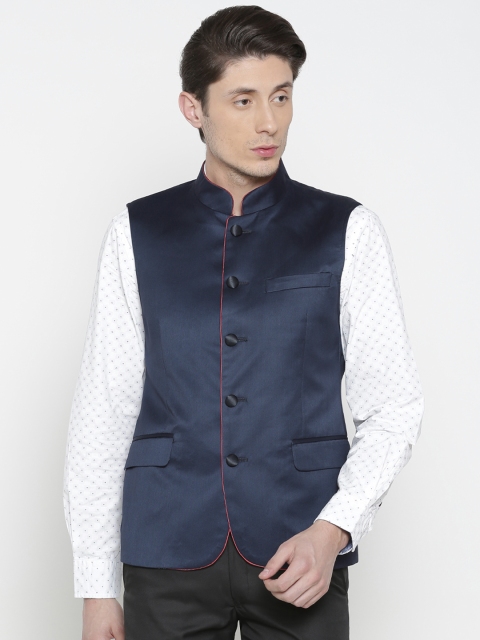 

Allen Solly Blue Solid Nehru Jacket