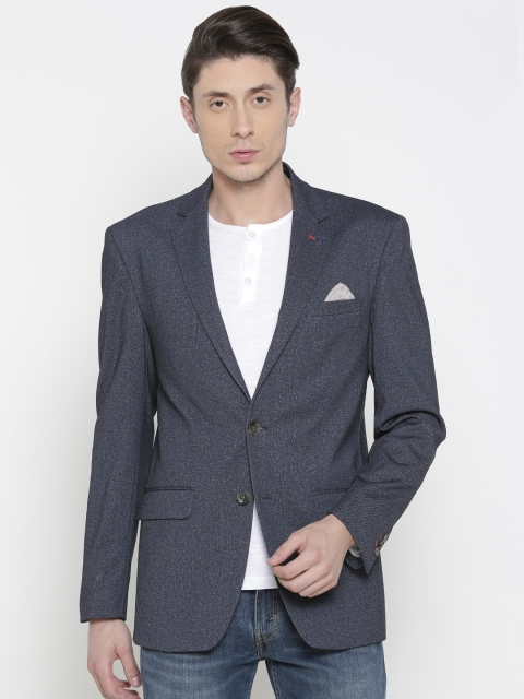 

Allen Solly Men Navy Patterned Single-Breasted Slim Fit Casual Blazer, Navy blue