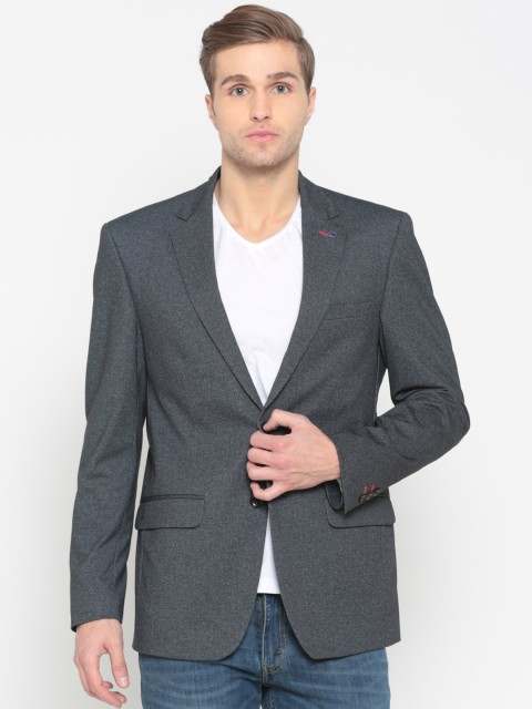 

Allen Solly Men Navy Self Design Single-Breasted Slim Fit Casual Blazer, Charcoal