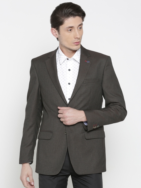 

Allen Solly Men Brown Self Design Nottingham Slim Fit Single-Breasted Formal Blazer