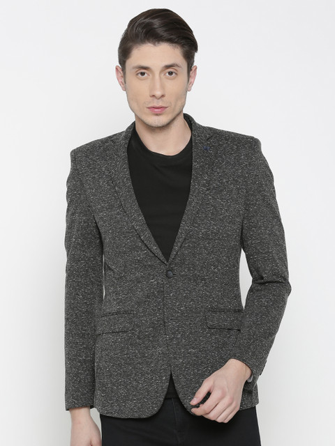

Solly Sport Grey Self Design Single-Breasted Jersey Fit Casual Blazer