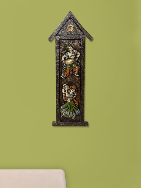 

Unravel India Brown & Multi Wooden Radha Krishna Wall Painting