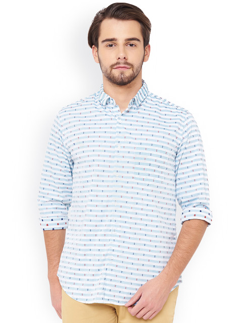 

IVOC Men Blue & White Slim Fit Striped Casual Shirt
