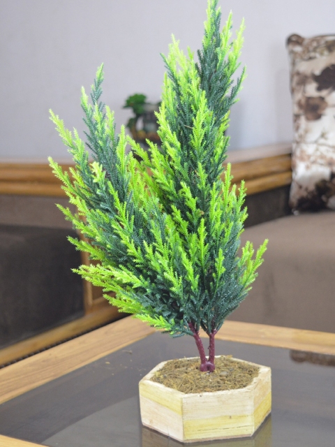 

fancy mart Green Artificial Twin Christmas Bonsai with Pot