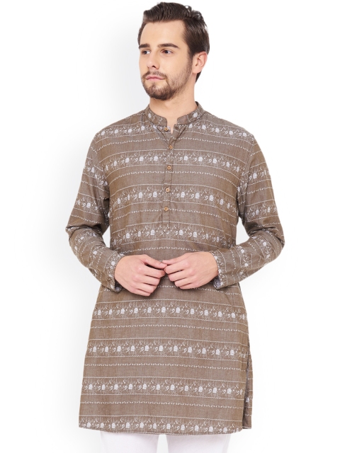 

IVOC Men Brown Woven Design Straight Kurta