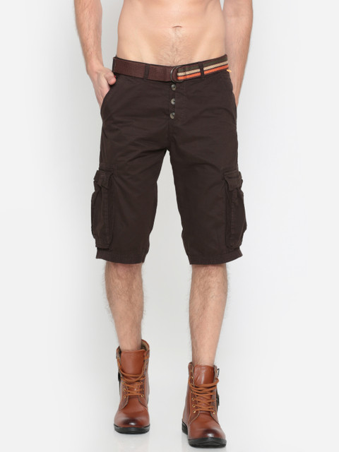

Sports52 wear Men Brown Solid Cargo Shorts