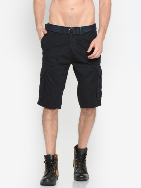 

Sports52 wear Men Navy Blue Solid Cargo Shorts