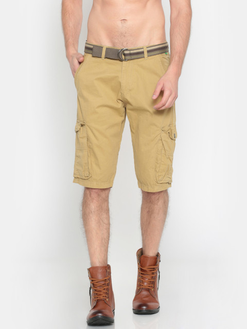 

Sports52 wear Men Beige Solid Regular Fit Cargo Shorts