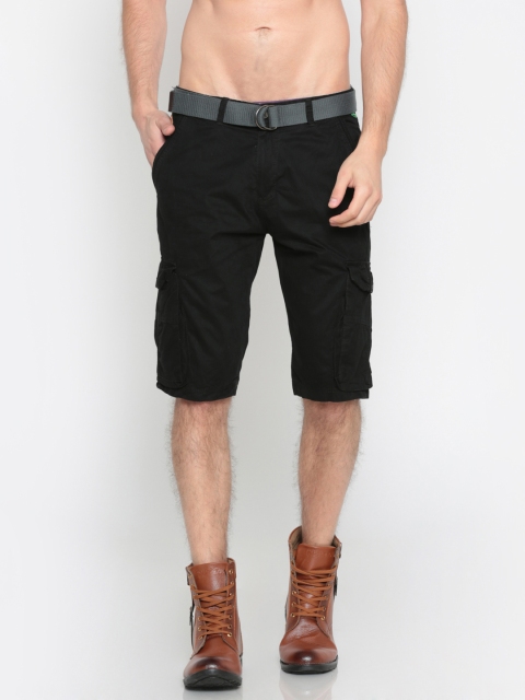 

Sports52 wear Men Black Solid Cargo Shorts