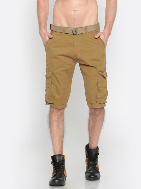 

Sports52 wear Men Khaki Solid Regular Fit Cargo Shorts