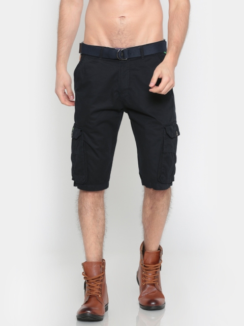 

Sports52 wear Men Navy Blue Solid Cargo Shorts