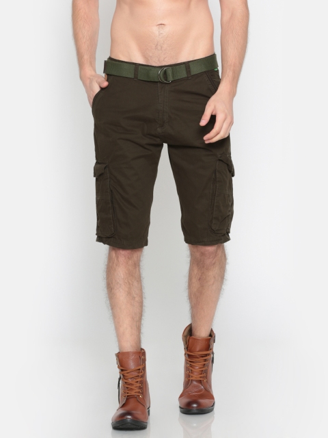 

Sports52 wear Men Olive Green Solid Cargo Shorts