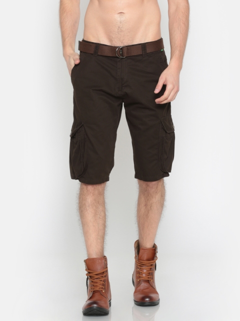 

Sports52 wear Men Coffee Brown Solid Regular Fit Cargo Shorts