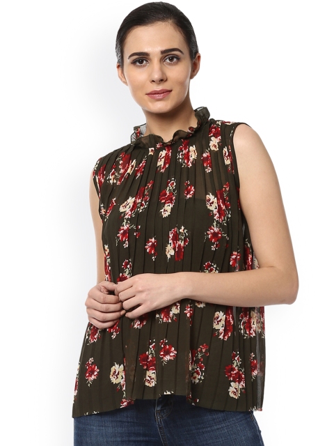 

Allen Solly Woman Women Olive Green Printed Top