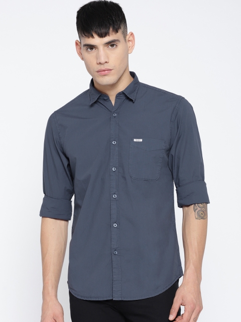 

Pepe Jeans Men Blue Regular Fit Solid Casual Shirt