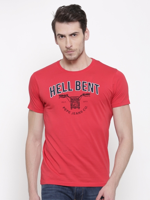 

Pepe Jeans Men Red Printed Round Neck T-shirt