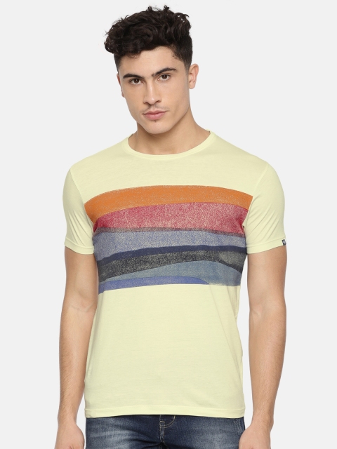 

Pepe Jeans Men Cream- Coloured Printed Round Neck Pure Cotton T-shirt