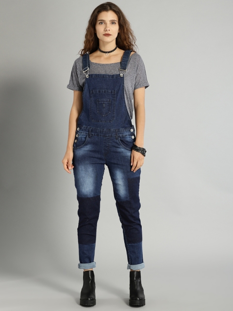 

Roadster Time Travlr Women Blue Denim Clean Look Dungarees