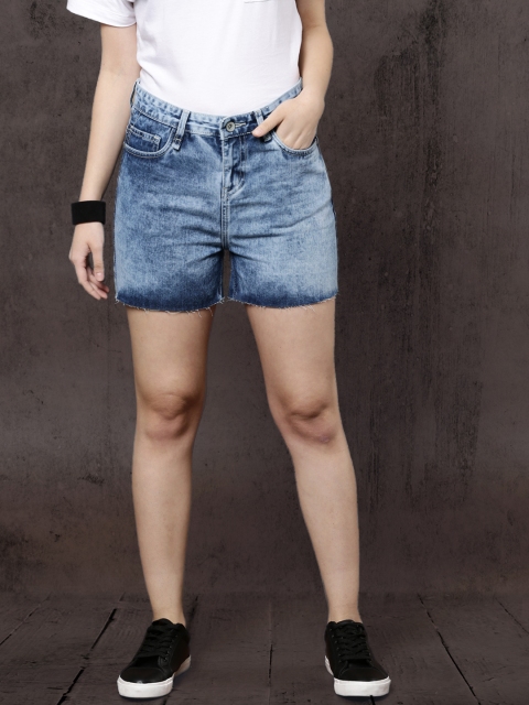 

Roadster Women Blue Washed Regular Fit Denim Shorts